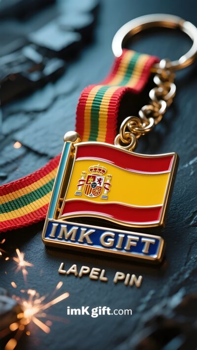 in995-Insignia-de-pulgada-cuadrada-Montañas-y-mares-en-el-corazón-Espíritu-español-en-un-llavero